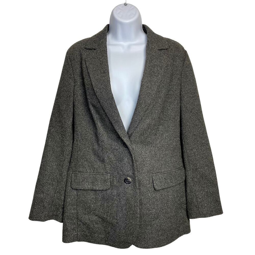J.Jill Blazer Jacket Knit Wool Viscose Stretch Oversize Gray NEW NWOT XS